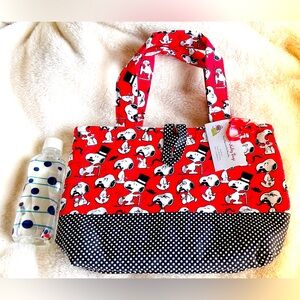 Peanuts Snoopy Red Mustache Handmade Tote Bag NWT